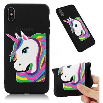Rainbow Unicorn Soft 3D Silicone Case for iPhone XS Max (6.5 inch) - Black