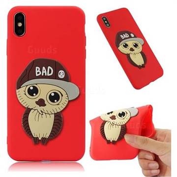 Bad Boy Owl Soft 3D Silicone Case for iPhone XS Max (6.5 inch) - Red