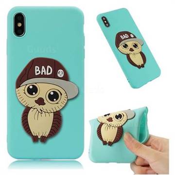 Bad Boy Owl Soft 3D Silicone Case for iPhone XS Max (6.5 inch) - Sky Blue
