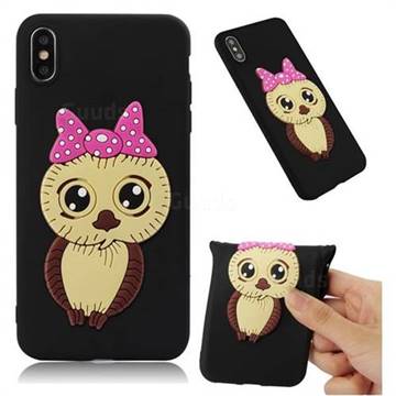 Bowknot Girl Owl Soft 3D Silicone Case for iPhone XS Max (6.5 inch) - Black
