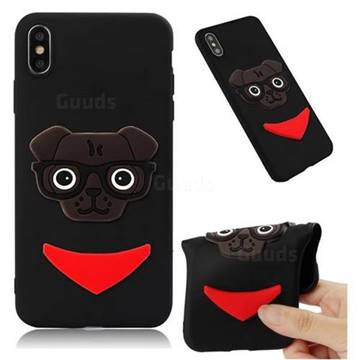 Glasses Dog Soft 3D Silicone Case for iPhone XS Max (6.5 inch) - Black