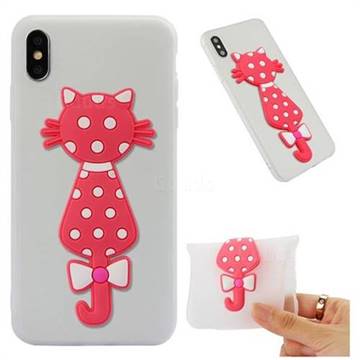 Polka Dot Cat Soft 3D Silicone Case for iPhone XS Max (6.5 inch) - Translucent White