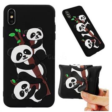 Panda Bamboo Soft 3D Silicone Case for iPhone XS Max (6.5 inch) - Black