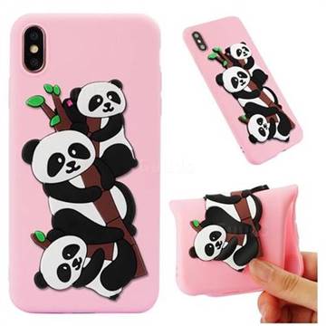 Panda Bamboo Soft 3D Silicone Case for iPhone XS Max (6.5 inch) - Red