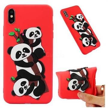 Panda Bamboo Soft 3D Silicone Case for iPhone XS Max (6.5 inch) - Pink
