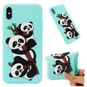 Panda Bamboo Soft 3D Silicone Case for iPhone XS Max (6.5 inch) - Sky Blue
