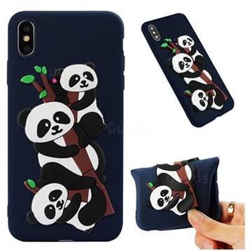 Panda Bamboo Soft 3D Silicone Case for iPhone XS Max (6.5 inch) - Navy