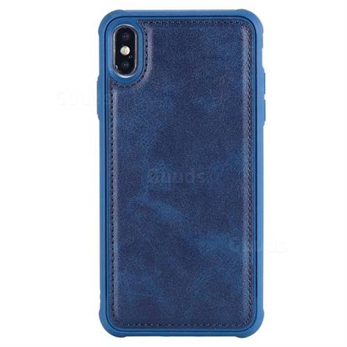 Luxury Shatter-resistant Leather Coated Phone Back Cover for iPhone XS Max (6.5 inch) - Blue