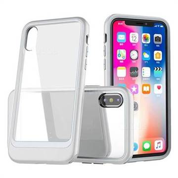 Luxury 3-in-1 Silicone + Transparent PC Anti-fall Phone Case for iPhone XS Max (6.5 inch) - Silver