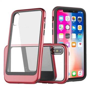 Luxury 3-in-1 Silicone + Transparent PC Anti-fall Phone Case for iPhone XS Max (6.5 inch) - Red
