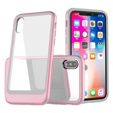 Luxury 3-in-1 Silicone + Transparent PC Anti-fall Phone Case for iPhone XS Max (6.5 inch) - Pink