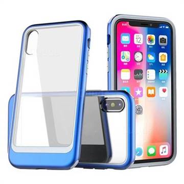 Luxury 3-in-1 Silicone + Transparent PC Anti-fall Phone Case for iPhone XS Max (6.5 inch) - Blue