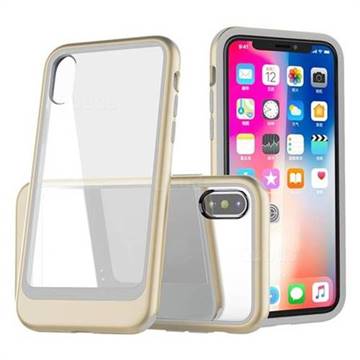 Luxury 3-in-1 Silicone + Transparent PC Anti-fall Phone Case for iPhone XS Max (6.5 inch) - Golden