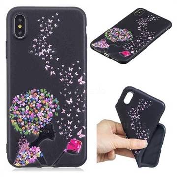 Corolla Girl 3D Embossed Relief Black TPU Cell Phone Back Cover for iPhone XS Max (6.5 inch)