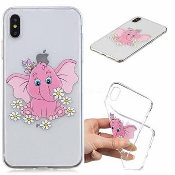Tiny Pink Elephant Clear Varnish Soft Phone Back Cover for iPhone XS Max (6.5 inch)