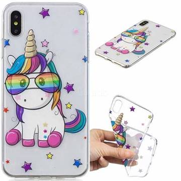 Glasses Unicorn Clear Varnish Soft Phone Back Cover for iPhone XS Max (6.5 inch)