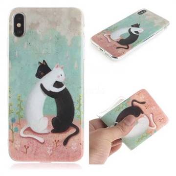 Black and White Cat IMD Soft TPU Cell Phone Back Cover for iPhone XS Max (6.5 inch)