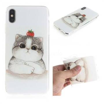Cute Tomato Cat IMD Soft TPU Cell Phone Back Cover for iPhone XS Max (6.5 inch)