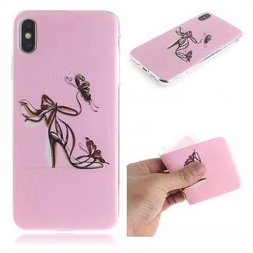 Butterfly High Heels IMD Soft TPU Cell Phone Back Cover for iPhone XS Max (6.5 inch)