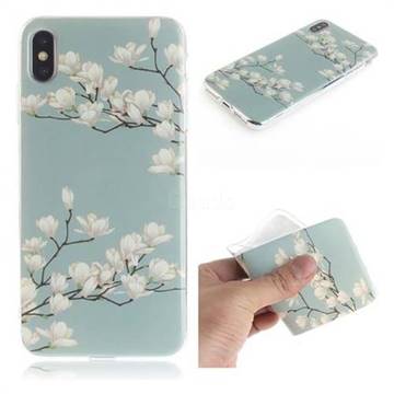 Magnolia Flower IMD Soft TPU Cell Phone Back Cover for iPhone XS Max (6.5 inch)