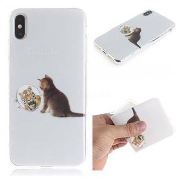 Cat and Tiger IMD Soft TPU Cell Phone Back Cover for iPhone XS Max (6.5 inch)