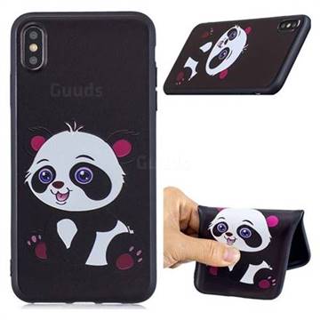 Cute Pink Panda 3D Embossed Relief Black Soft Phone Back Cover for iPhone XS Max (6.5 inch)
