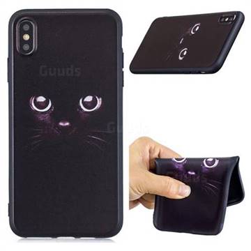 Black Cat Eyes 3D Embossed Relief Black Soft Phone Back Cover for iPhone XS Max (6.5 inch)