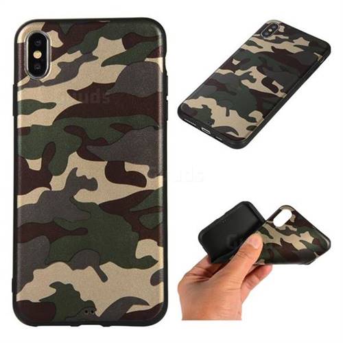 Camouflage Soft TPU Back Cover for iPhone XS Max (6.5 inch) - Gold Green