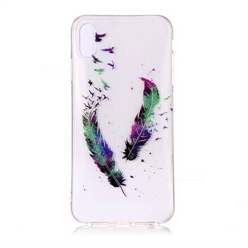 Colored Feathers Super Clear Flash Powder Shiny Soft TPU Back Cover for ...