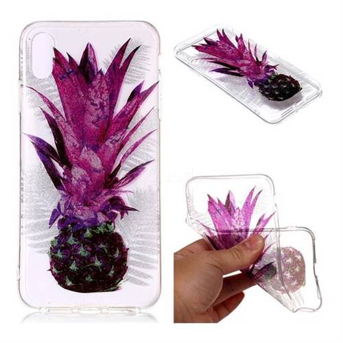 Purple Pineapple Super Clear Flash Powder Shiny Soft TPU Back Cover for iPhone XS Max (6.5 inch)