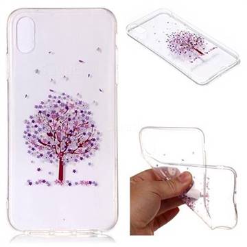 Purple Flower Super Clear Soft TPU Back Cover for iPhone XS Max (6.5 inch)