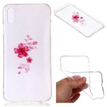 Red Cherry Blossom Super Clear Soft TPU Back Cover for iPhone XS Max (6.5 inch)