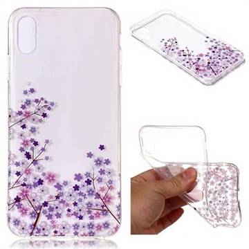 Purple Cherry Blossom Super Clear Soft TPU Back Cover for iPhone XS Max (6.5 inch)