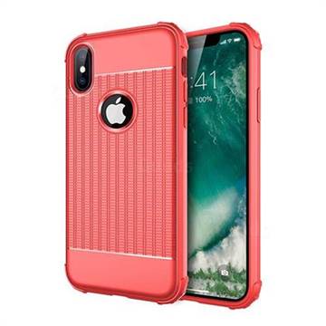 Luxury Shockproof Rubik Cube Texture Silicone TPU Back Cover for iPhone XS Max (6.5 inch) - Red