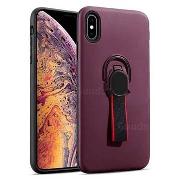 Raytheon Multi-function Ribbon Stand Back Cover for iPhone XS Max (6.5 inch) - Wine Red