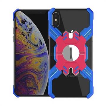 Heroes All Metal Frame Coin Kickstand Car Magnetic Bumper Phone Case for iPhone XS Max (6.5 inch) - Blue