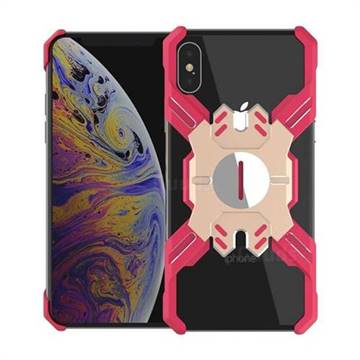 Heroes All Metal Frame Coin Kickstand Car Magnetic Bumper Phone Case for iPhone XS Max (6.5 inch) - Red