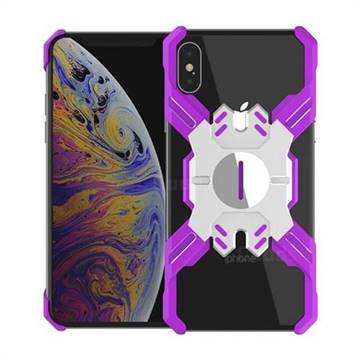 Heroes All Metal Frame Coin Kickstand Car Magnetic Bumper Phone Case for iPhone XS Max (6.5 inch) - Purple
