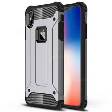 King Kong Armor Premium Shockproof Dual Layer Rugged Hard Cover for iPhone XS Max (6.5 inch) - Silver Grey
