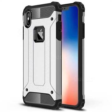King Kong Armor Premium Shockproof Dual Layer Rugged Hard Cover for iPhone XS Max (6.5 inch) - Technology Silver