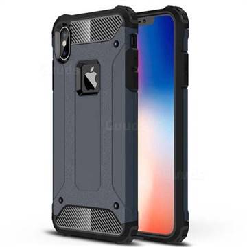 King Kong Armor Premium Shockproof Dual Layer Rugged Hard Cover for iPhone XS Max (6.5 inch) - Navy