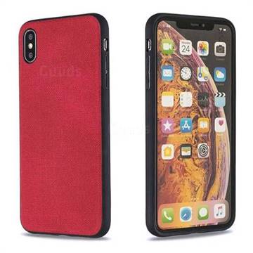 Canvas Cloth Coated Soft Phone Cover for iPhone XS Max (6.5 inch) - Red