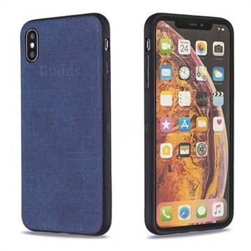 Canvas Cloth Coated Soft Phone Cover for iPhone XS Max (6.5 inch) - Blue