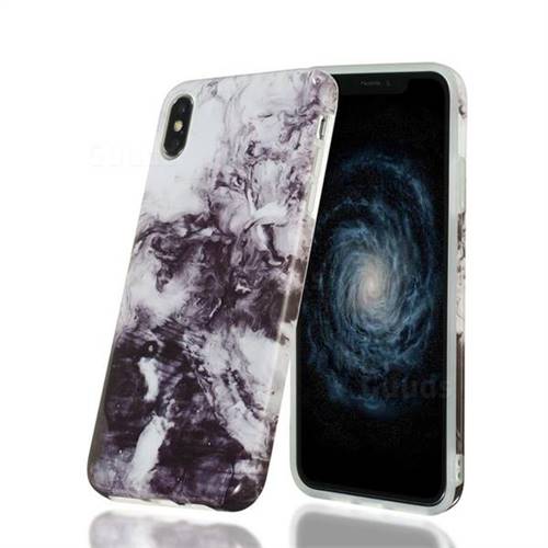Smoke Ink Painting Marble Clear Bumper Glossy Rubber Silicone Phone Case for iPhone XS Max (6.5 inch)