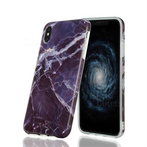 Gray Stone Marble Clear Bumper Glossy Rubber Silicone Phone Case for iPhone XS Max (6.5 inch)