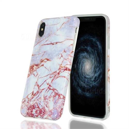 White Stone Marble Clear Bumper Glossy Rubber Silicone Phone Case for iPhone XS Max (6.5 inch)