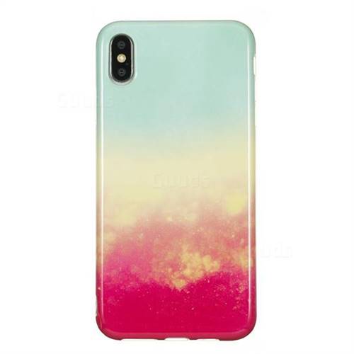 Sunset Glow Marble Clear Bumper Glossy Rubber Silicone Phone Case for ...