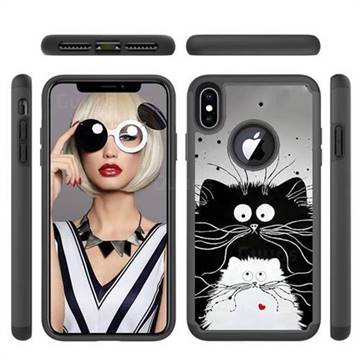 Black and White Cat Shock Absorbing Hybrid Defender Rugged Phone Case Cover for iPhone XS Max (6.5 inch)