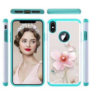 Pearl Flower Shock Absorbing Hybrid Defender Rugged Phone Case Cover for iPhone XS Max (6.5 inch)