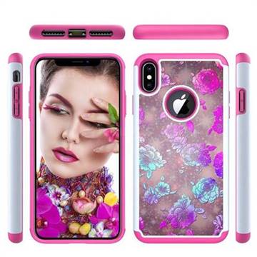 peony Flower Shock Absorbing Hybrid Defender Rugged Phone Case Cover for iPhone XS Max (6.5 inch)